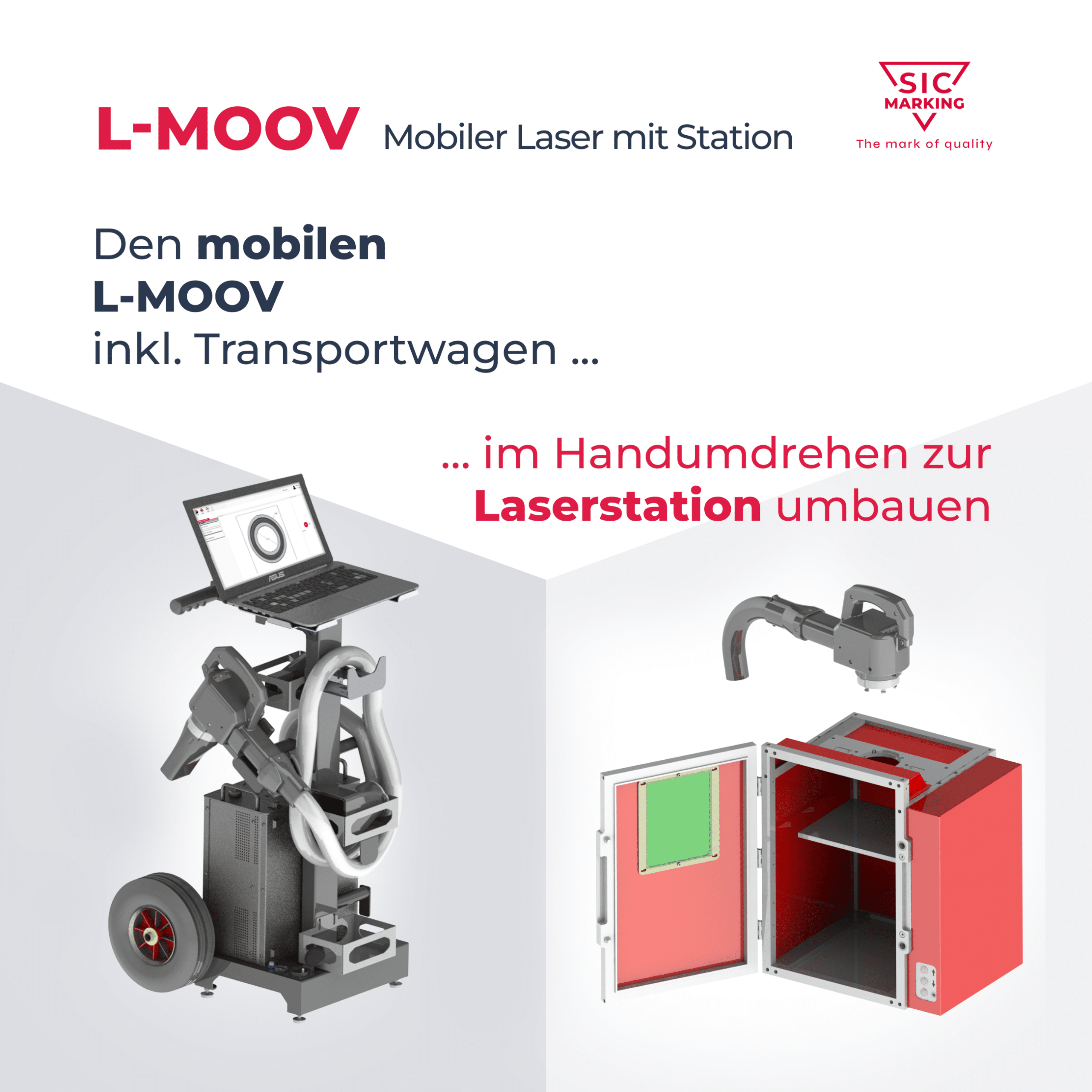L-MOOV Mobiler Laser Lasermarkierung tragbar und als Station